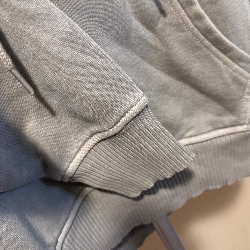 Zenana vintage wash gray kangaroo pocket hoodie women’s large super soft stretch - Picture 6 of 7